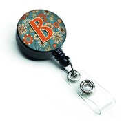 CAROLINES TREASURES Letter B Flowers Retro Blue Retractable Badge Reel CJ2012-BBR